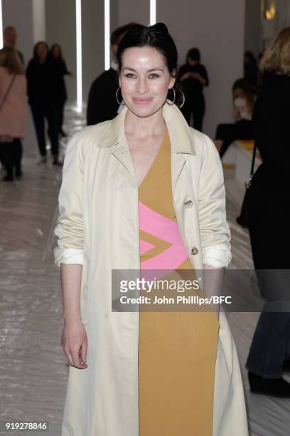 Maimie McCoy attends the Jasper Conran show during London Fashion Week February 2018 at Claridges Hotel on February 17, 2018 in London, England.