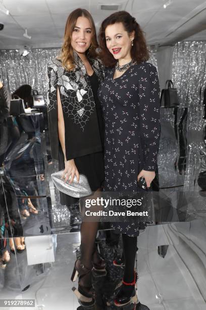 Amber Le Bon and Jasmine Guinness attend the Lulu Guinness AW18 London Fashion Week presentation on February 17, 2018 in London, England.