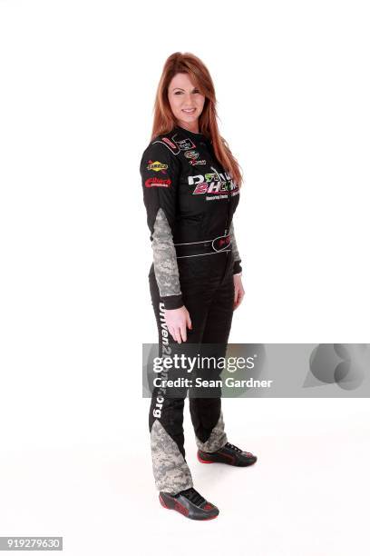 Camping World Truck Series driver Jennifer Jo Cobb poses for a portrait at Daytona International Speedway on February 16, 2018 in Daytona Beach,...