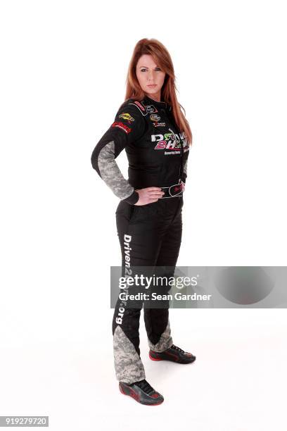 Camping World Truck Series driver Jennifer Jo Cobb poses for a portrait at Daytona International Speedway on February 16, 2018 in Daytona Beach,...