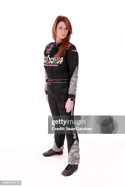 Camping World Truck Series driver Jennifer Jo Cobb poses for a portrait at Daytona International Speedway on February 16, 2018 in Daytona Beach,...