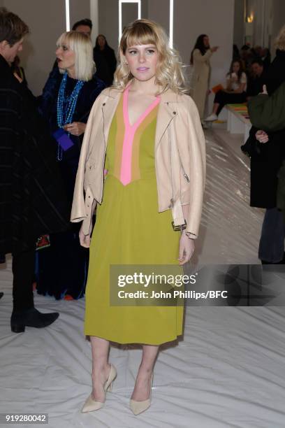 Hannah Arterton attends the Jasper Conran show during London Fashion Week February 2018 at Claridges Hotel on February 17, 2018 in London, England.