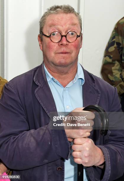 Fergus Henderson attends the Molly Goddard show during London Fashion Week February 2018 at TopShop Show Space on February 17, 2018 in London,...