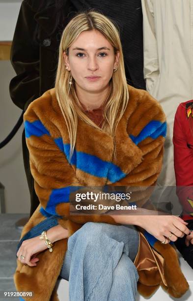 Camille Charriere attends the Molly Goddard show during London Fashion Week February 2018 at TopShop Show Space on February 17, 2018 in London,...