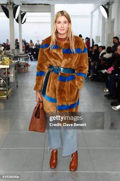 Camille Charriere attends the Molly Goddard show during London Fashion Week February 2018 at TopShop Show Space on February 17, 2018 in London,...