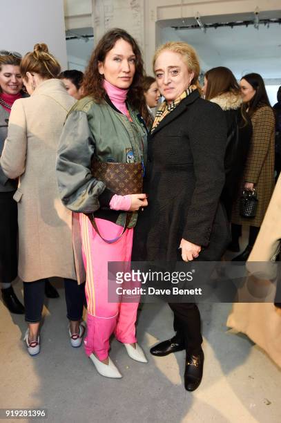 Lulu Kennedy and Camilla Lowther attend the Molly Goddard show during London Fashion Week February 2018 at TopShop Show Space on February 17, 2018 in...