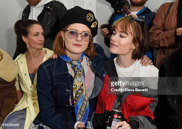 Christabel Macgreevy and Julia Hobbs attend the Molly Goddard show during London Fashion Week February 2018 at TopShop Show Space on February 17,...