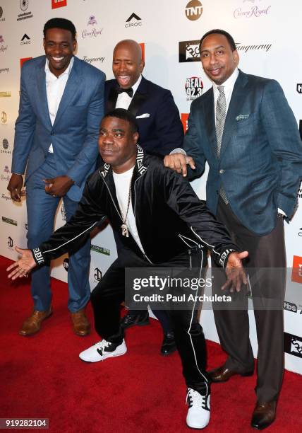 Chris Webber, Kenny Smith, Tracy Morgan and Stephen A. Smith attends Kenny "The Jet" Smith's annual All-Star bash presented By JBL at Paramount...