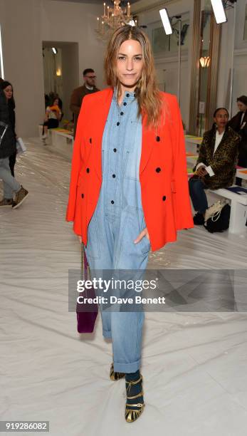 Yasmin Le Bon attends the Jasper Conran show during London Fashion Week February 2018 at Claridge's Hotel on February 17, 2018 in London, England.