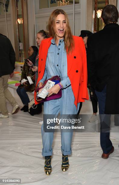 Yasmin Le Bon attends the Jasper Conran show during London Fashion Week February 2018 at Claridge's Hotel on February 17, 2018 in London, England.