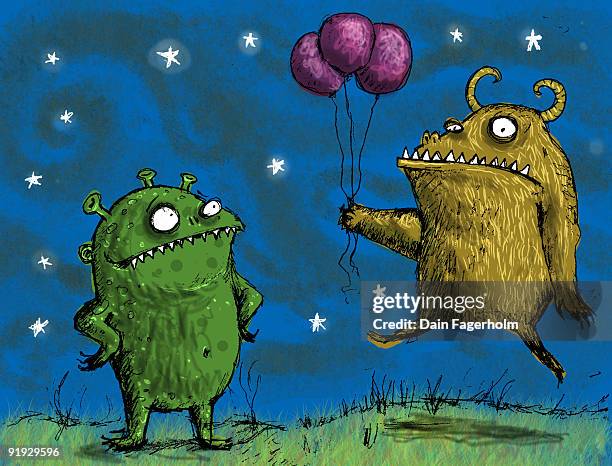 illustrations, cliparts, dessins animés et icônes de two monsters - monstre