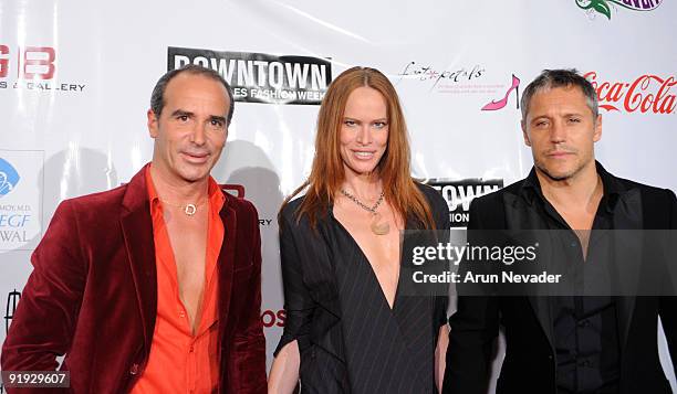 Fashion designer Lloyd Klein, model Lesa Amoore and actor Max Ryan attend the Downtown LA Fashion Week Spring 2010 - Vintage Valentino Benefit For...