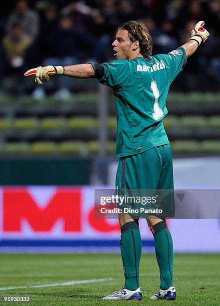Federico Marchetti goal kepeer of Italy gestures during the FIFA2010 World Cup Group 8 Qualifier match between Italy and Cyprus at the Ennio Tardini...