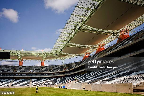 General view as construction on the Mbombela Soccer Stadium is completed within time and budget, on October 15, 2009 in Nelspruit, South Africa. The...