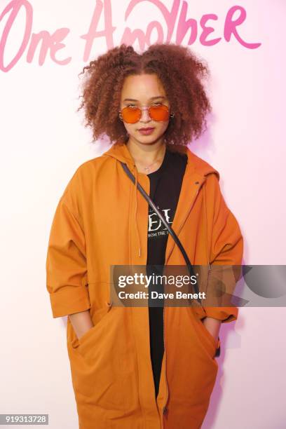 Connie Constance attends the Lulu Guinness AW18 London Fashion Week presentation on February 17, 2018 in London, England.