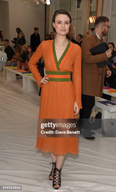 Jennifer Kirby attends the Jasper Conran show during London Fashion Week February 2018 at Claridge's Hotel on February 17, 2018 in London, England.