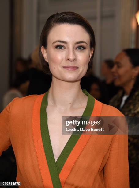 Jennifer Kirby attends the Jasper Conran show during London Fashion Week February 2018 at Claridge's Hotel on February 17, 2018 in London, England.