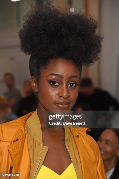 Simona Brown attends the Jasper Conran show during London Fashion Week February 2018 at Claridge's Hotel on February 17, 2018 in London, England.