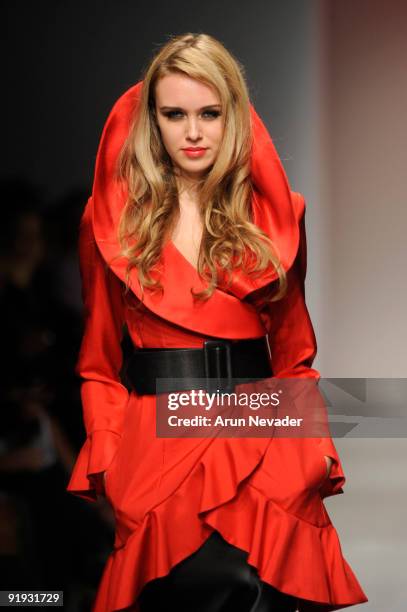 Miss World Ksenia Sukhinova walks the runway wearing Valentino at the Downtown LA Fashion Week Spring 2010 - Vintage Valentino at The Geffen...