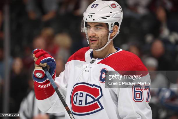 Max Pacioretty of the Montreal Canadiens skates against the Colorado Avalanche at the Pepsi Center on February 14, 2018 in Denver, Colorado. The...