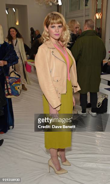 Hannah Arterton attends the Jasper Conran show during London Fashion Week February 2018 at Claridge's Hotel on February 17, 2018 in London, England.
