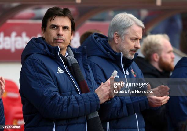 Sunderland boss Chris Coleman during the Sky Bet Championship match between Sunderland and Brentford at Stadium of Light on February 17, 2018 in...