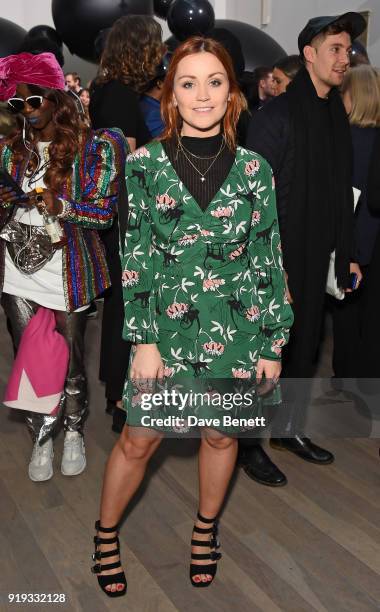 Ariella Free attends the Markus Lupfer show during London Fashion Week February 2018 at The Swiss Church on February 17, 2018 in London, England.