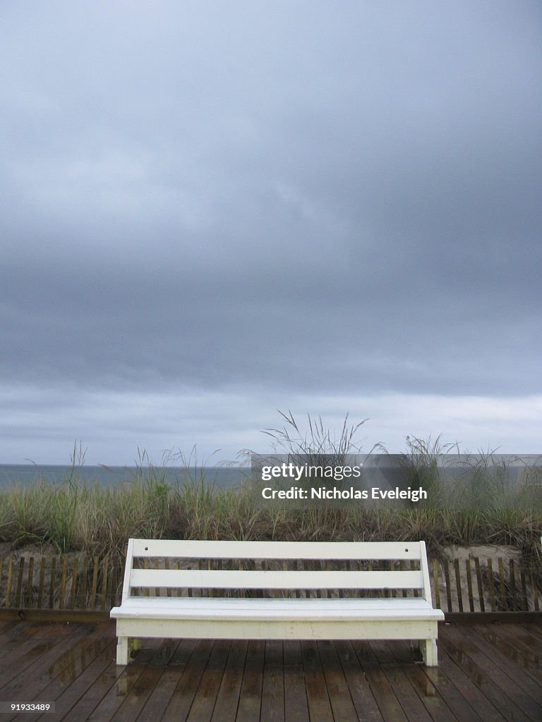 White beach bench