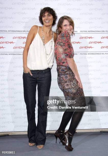 Actress Valeria Solarino and Isabella Ragonese attends the "'Viola Di Mare" Photocall during day 2 of the 4th Rome International Film Festival held...