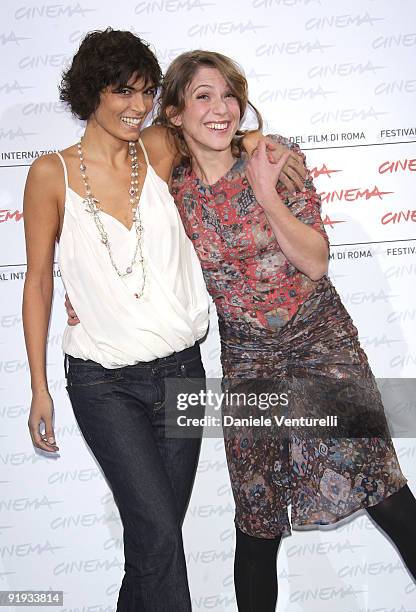 Actress Valeria Solarino and Isabella Ragonese attends the "'Viola Di Mare" Photocall during day 2 of the 4th Rome International Film Festival held...