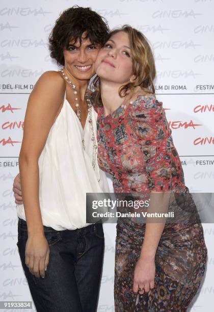 Actress Valeria Solarino and Isabella Ragonese attends the "'Viola Di Mare" Photocall during day 2 of the 4th Rome International Film Festival held...