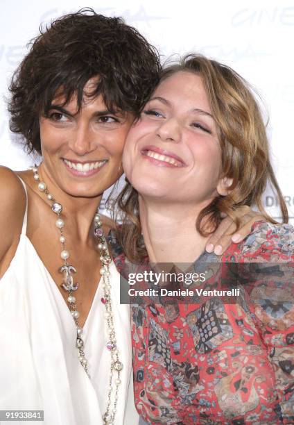 Actress Valeria Solarino and Isabella Ragonese attends the "'Viola Di Mare" Photocall during day 2 of the 4th Rome International Film Festival held...