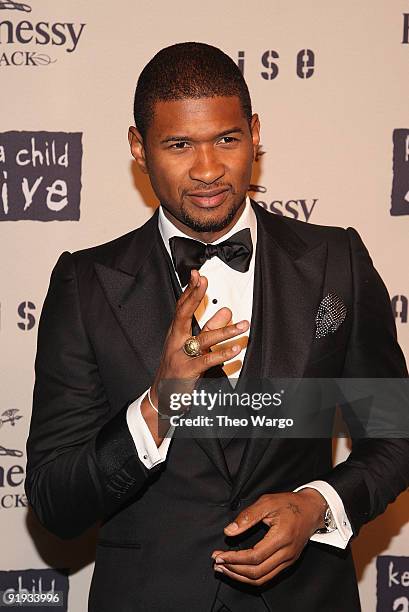 Usher attends Keep A Child Alive�s 6th Annual Black Ball hosted by Alicia Keys and Padma Lakshmi at Hammerstein Ballroom on October 15, 2009 in New...