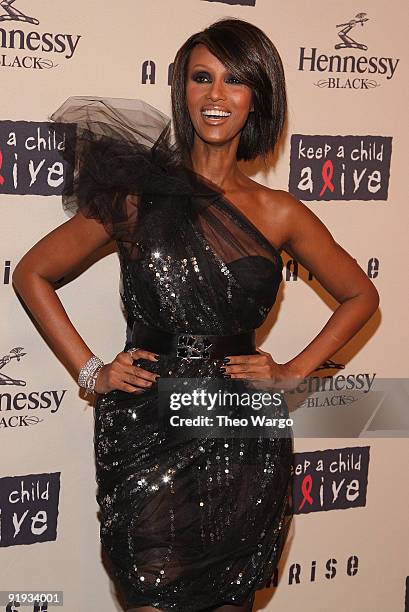 Iman attends Keep A Child Alive�s 6th Annual Black Ball hosted by Alicia Keys and Padma Lakshmi at Hammerstein Ballroom on October 15, 2009 in New...