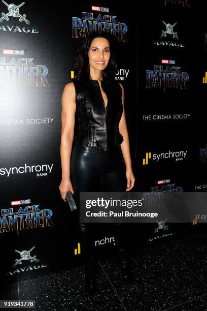 Padma Lakshmi attends The Cinema Society with Ravage Wines & Synchrony host a screening of Marvel Studios' "Black Panther" at The Museum of Modern...