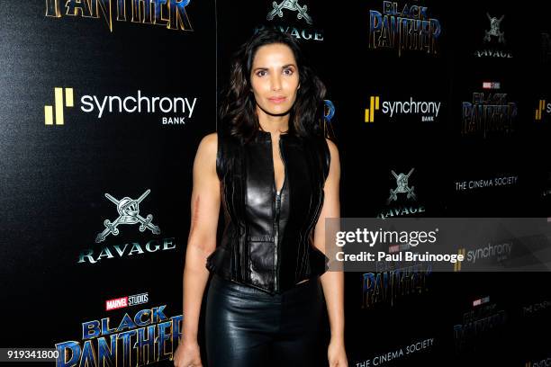 Padma Lakshmi attends The Cinema Society with Ravage Wines & Synchrony host a screening of Marvel Studios' "Black Panther" at The Museum of Modern...