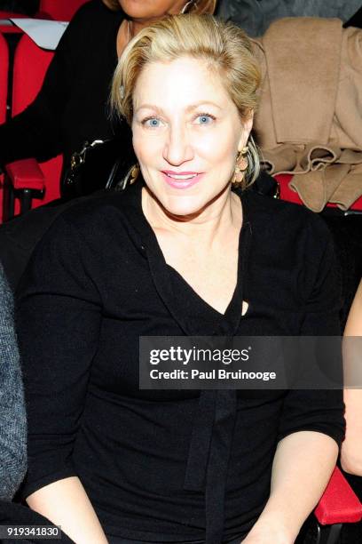 Edie Falco attends The Cinema Society with Ravage Wines & Synchrony host a screening of Marvel Studios' "Black Panther" at The Museum of Modern Art...
