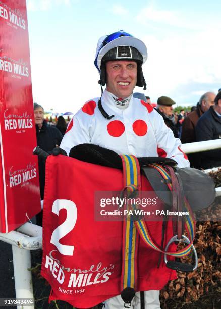 Robert Power after winning the Grade 2 Red Mills Hurdle onboard Forge Meadow during Red Mills Raceday at Gowran Park Racecourse.