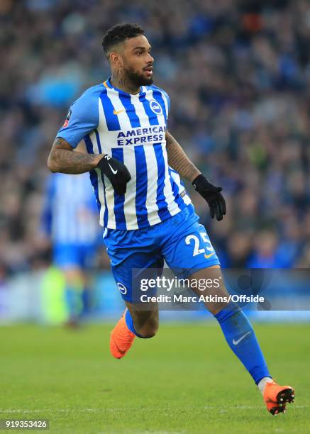 Jurgen Locadia of Brighton and Hove Albion during the FA Cup Fifth Round match between Brighton and Hove Albion and Coventry City at Amex Stadium on...