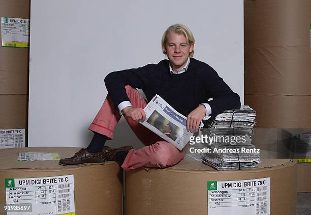 The German entrepreneur Wanja Soeren Oberhof of Niiu, the world's first individualised newspaper, poses for a portrait on October 16, 2009 in Berlin,...