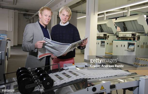 The two German entrepreneurs Wanja Soeren Oberhof and Hendrik Tiedemann of Niiu, the world's first individualised newspaper, get a look in a proof...
