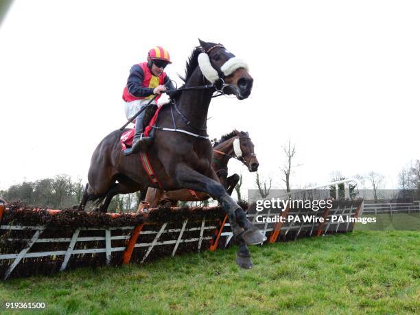 Laid Back Luke and Robbie Colgan win the Live Music After Racing Handicap Hurdle during Red Mills Raceday at Gowran Park Racecourse.