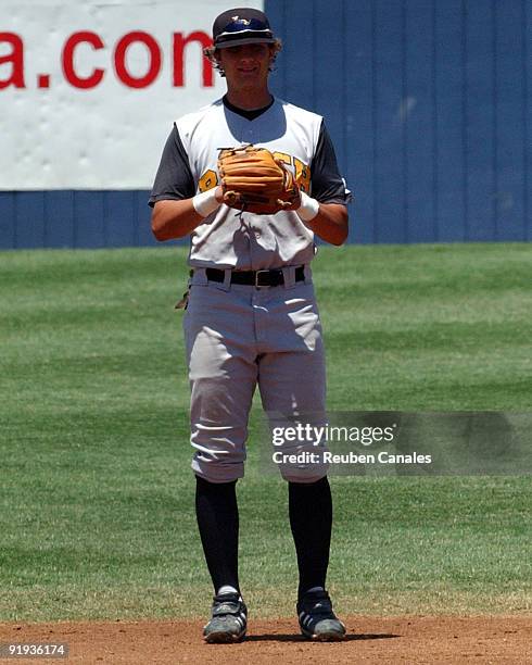 All america shortstop Troy Tulowitzki of the Long Beach State 49ers "Dirtbags" waits for the next play in a 10 to 0 loss to the National Champion Cal...