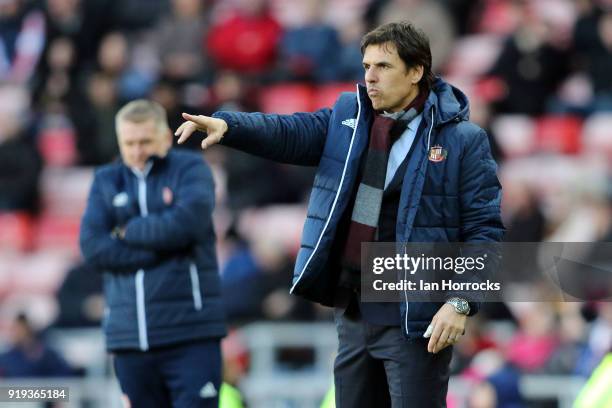 Sunderland manager Chris Coleman during the Sky Bet Championship match between Sunderland and Brentford at Stadium of Light on February 17, 2018 in...