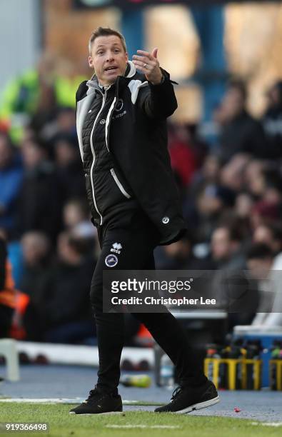 Manager Neil Harris of Millwall shouts orders to his players during the Sky Bet Championship match between Birmingham City and Millwall at St Andrews...