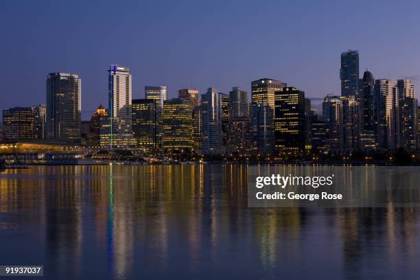 The new highrise condominiums, offices and hotels along the Coal Harbour waterfront are seen in this 2009 Vancouver, British Columbia, Canada, early...