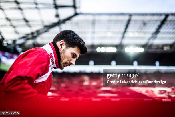Milos Jojic of Koeln enters the pitch prior to the Bundesliga match between 1. FC Koeln and Hannover 96 at RheinEnergieStadion on February 17, 2018...