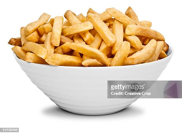 bowl of chips / french fries - frites stock pictures, royalty-free photos & images
