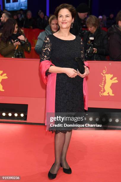 Barbara Auer attends the 'Transit' premiere during the 68th Berlinale International Film Festival Berlin at Berlinale Palast on February 17, 2018 in...