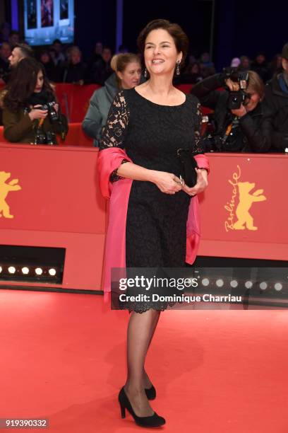 Barbara Auer attends the 'Transit' premiere during the 68th Berlinale International Film Festival Berlin at Berlinale Palast on February 17, 2018 in...